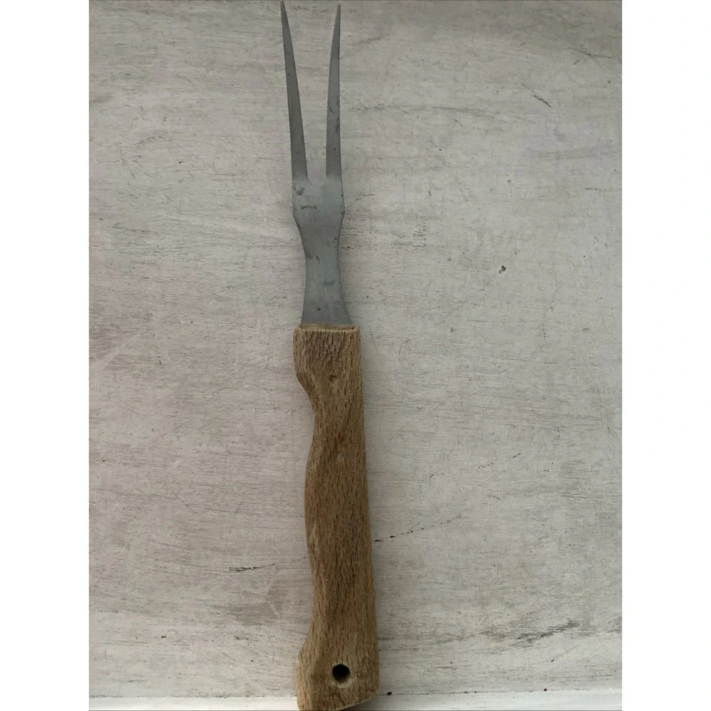 Vintage Carving / Turning Fork Stainless Steel,‎ Classic Wood Handle